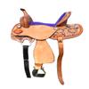 8" 10" 11" 12" 13" Western Kids Horse Barrel Saddle for Horse Riding, Floral Tooled Saddle with Silver Conchos Black Purple Pink Teal Brown (only Saddle, Purple, 13" Seat) view 1