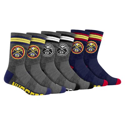 Ultra Game NBA Official Youth Athletic Cushioned Secure Fit Team Crew Socks, Denver Nuggets, Assorted, Y9-11