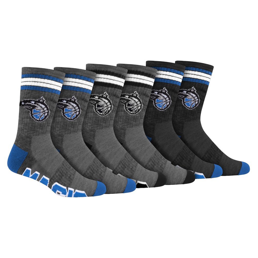 Ultra Game NBA Official Youth Athletic Cushioned Secure Fit Team Crew Socks, Orlando Magic, Assorted, Y9-11
