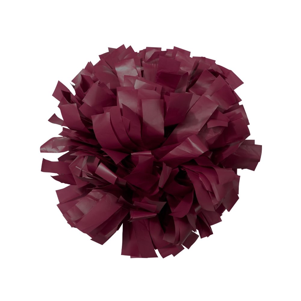 chass Youth Girls Cheerleading Pom - Solid Color with Kap Handle for Dance, Sports, Celebrations (Sold Individually) (Maroon)