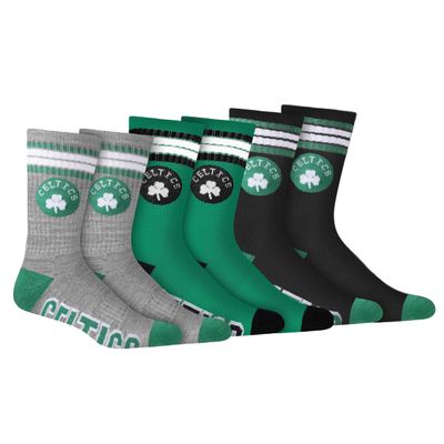 Ultra Game NBA Official Mens Athletic Cushioned Secure Fit Team Crew Socks - 3 Pack - Unisex, Boston Celtics, Assorted, M6-12