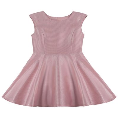 Calvin Klein Girls' Sleeveless Party Dress, Fit and Flare Silhouette, Round Neckline & Back Zip Closure, Light Pink Metallic, 16