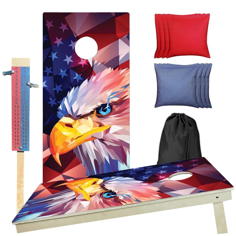 CornholeGamesUSA Professional Cornhole Set with Bags - Regulation Size Corn Hole Boards - Bean Bag Toss Game for Adults - Includes Score Tower and Carry Bag
