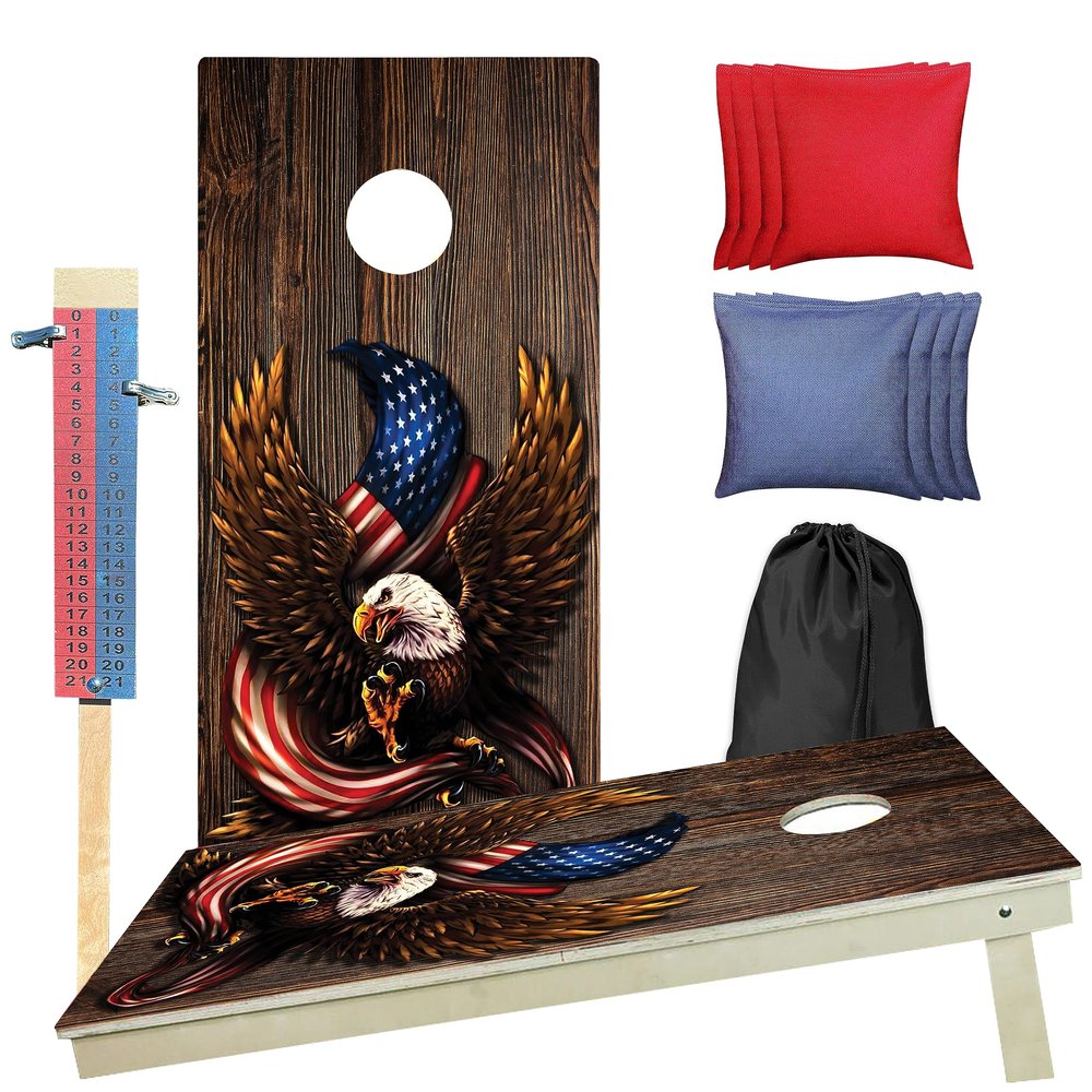 CornholeGamesUSA Professional Cornhole Set with Bags - Regulation Size Corn Hole Boards - Bean Bag Toss Game for Adults - Includes Score Tower and Carry Bag