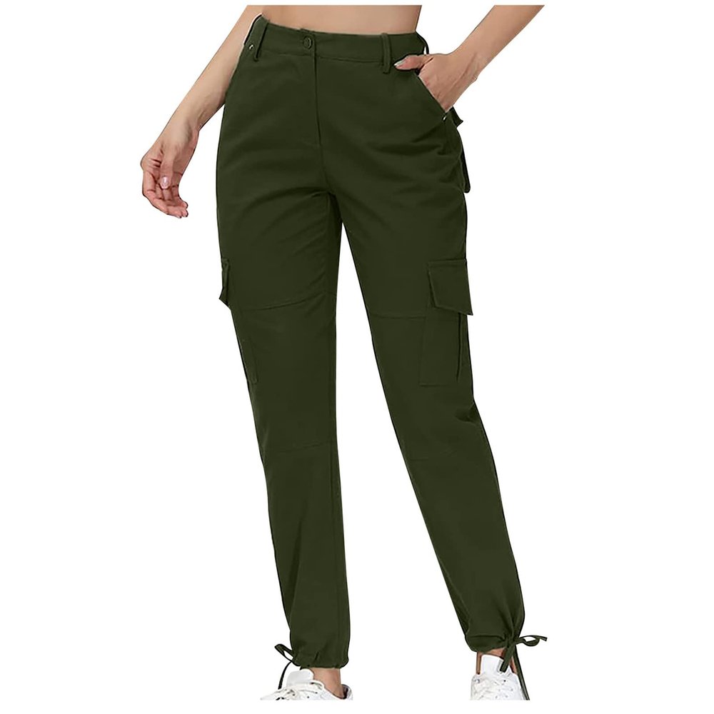 XUNRYAN Cargo Pants Women Baggy Parachute Pants Trendy Y2K Pants Streetwear Womens Capri Hiking Pants with Multi Pockets