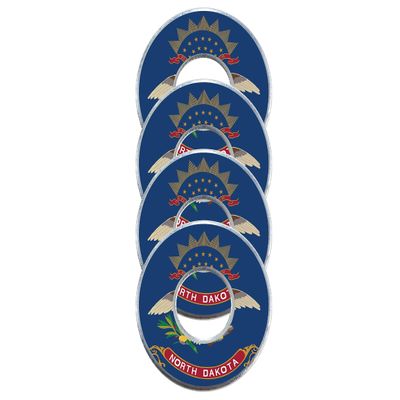 Get Outside Games 4 State Flag VVashers - Washer Toss Washer Board Game Washers (North Dakota, 4 VVashers with Locker)