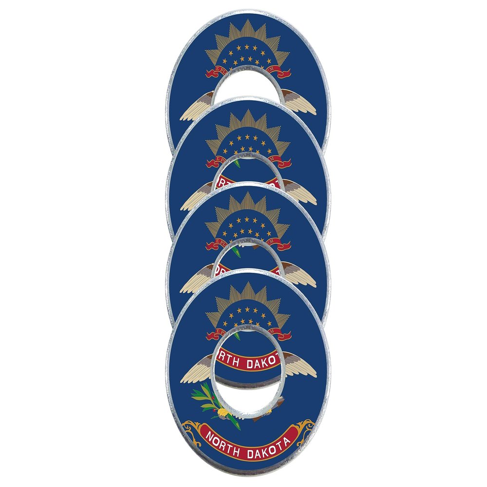 Get Outside Games 4 State Flag VVashers - Washer Toss Washer Board Game Washers (North Dakota, 4 VVashers with Locker)