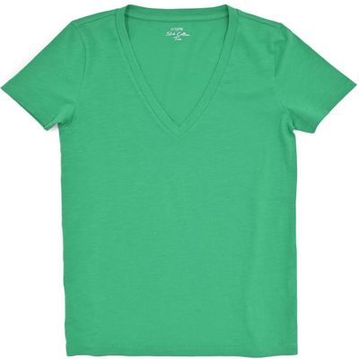J.Crew Mercantile Women's Short Sleeve Vintage-Cotton V-Neck Tee (M, Modern Clover)
