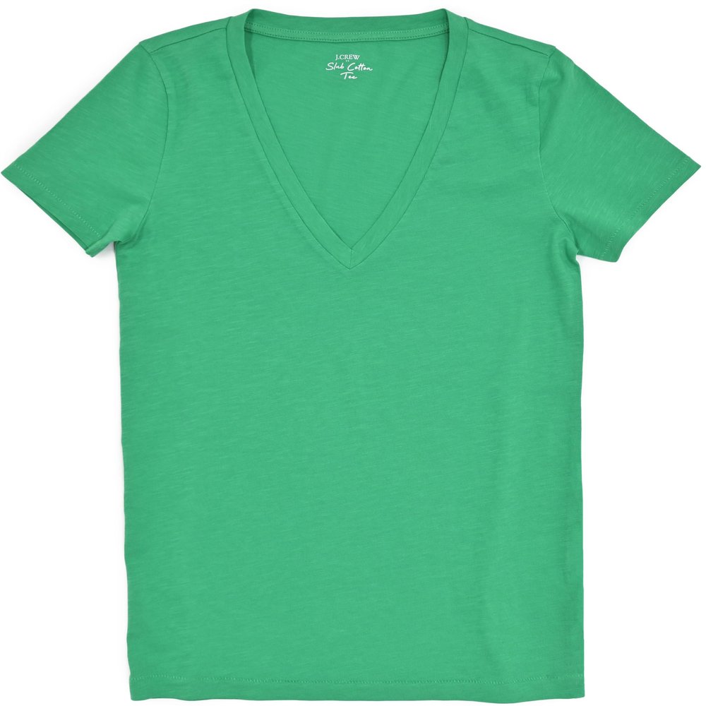 J.Crew Mercantile Women's Short Sleeve Vintage-Cotton V-Neck Tee (M, Modern Clover)