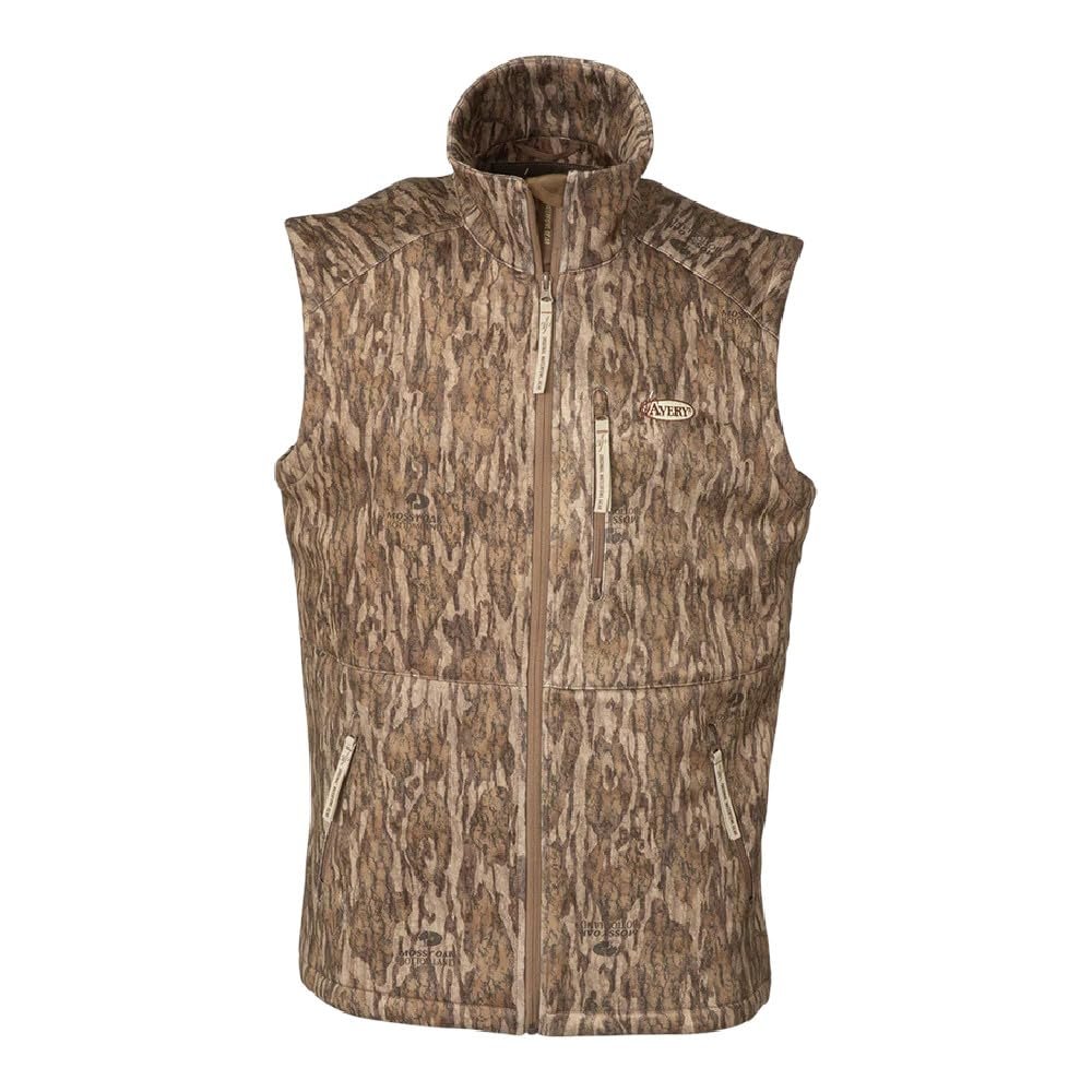 Avery Outdoors Originals - Camo Tec Fleece Vest (Large, Mossy Oak Bottomland Camo)