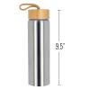 Beille Silver Chrome Borosilicate Glass BPA Free Water Bottle with Bamboo Lid Hydration Health and Beauty, 23oz view 2