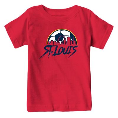 St Louis Soccer Skyline Kid's Fan T-Shirt (Cardinal Shirt, 4T)