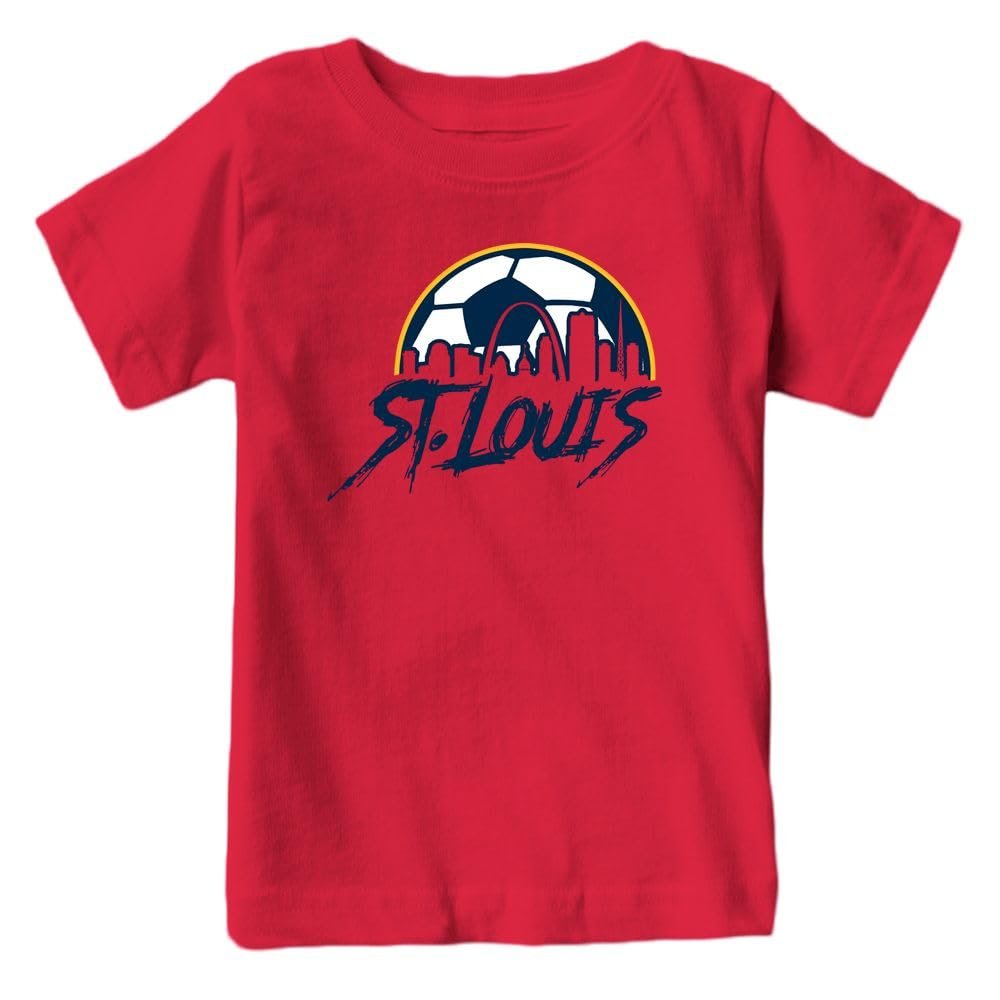 St Louis Soccer Skyline Kid's Fan T-Shirt (Cardinal Shirt, 4T)