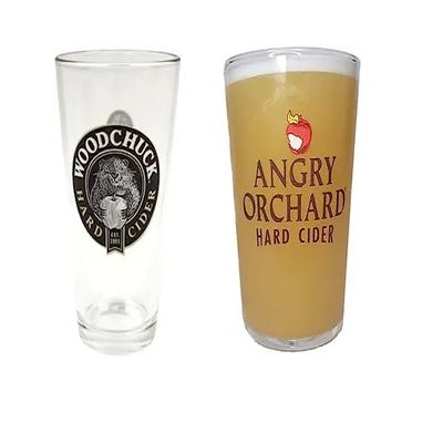 Beer Snob Barware Craft Cider Glass Gift Set - Woodchuck & Angry Orchard Signature Cider Pint Glass - Set of 2