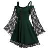 A-A71 Lime Green Teen Girls Holiday Halloween Dresses Spaghetti Strap Lace Bell Sleeve Cold Shoulder Dresses for Women Maxi Long Victorian Gothic Summer Fall Dresses 2026 ZR 3XL view 1