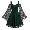 A-A71 Lime Green Teen Girls Holiday Halloween Dresses Spaghetti Strap Lace Bell Sleeve Cold Shoulder Dresses for Women Maxi Long Victorian Gothic Summer Fall Dresses 2026 ZR 3XL view 2