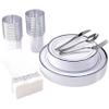 HYQFSAD 175 PCS Plastic Dinnerware Set for Party Halloween 25 Guests for Wedding Birthday, Disposable Dinnerware Set with Dinner Plate Wine Glass Knife Fork Spoon Napkin (Color : White) view 1