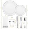 HYQFSAD 175 PCS Plastic Dinnerware Set for Party Halloween 25 Guests for Wedding Birthday, Disposable Dinnerware Set with Dinner Plate Wine Glass Knife Fork Spoon Napkin (Color : White) view 2