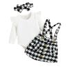 KAGAYD Baby Girl Fall Winter Clothes Set Infant Girls Long Sleeve Ribbed Romper Bodysuit Plaid Prints (Black, 2-3 Years) view 1