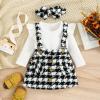 KAGAYD Baby Girl Fall Winter Clothes Set Infant Girls Long Sleeve Ribbed Romper Bodysuit Plaid Prints (Black, 2-3 Years) view 3