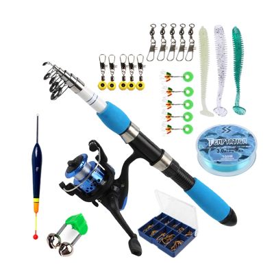 Portable Fishing Rods Fishing Rod Full Kits with Telescopic Fishing Rod and Spinning Reel Baits Hooks Saltwater Freshwater Travel Pole Telescopic Fishing Pole (Size : 1.8m Full Set, Color : Rod Reel