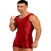 Miutii Men's Sheer Mesh Glossy Leotard Tanks Gym Workout Slim Fit Wrestling Singlets Bodysuit Burgundy Large view 1