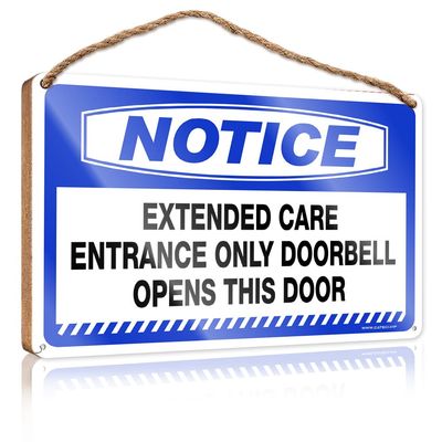 Abipuir Wood Sign Decor Notice Extended Care Entrance Only Doorbell Opens This Door Wooden Sign Beach Decorations for Home Kitchen Sign Decor (Size : 23X35CM)
