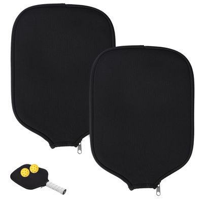 2pcs Neoprene Pickleball Paddle Covers, Universal 8.6 x 12.2 inch, USAPA Standard & Elongated Paddles Neoprene Sleeve Fits Most Pickleball Paddles (Black)