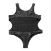LiiYii Men's U Neck Open Back Leather Bodysuits One Piece Bikini Leotard Tops Sleeveless Swimsuits Black 3X-Large view 4