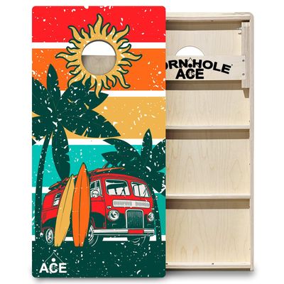 CornholeAce ACE PRO Beach Van Professional Cornhole Boards - No Bounce! 3/4" Baltic Birch Plywood, Handles, Regulation Size (4x2ft), Tournament Style, Made in USA