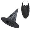 SIQITECHNO Adult Tattered Witch Hat With Long Beard Set Wizard Costume Hat Beard Suit for Cosplay Halloween Party Accessories view 1