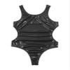 Zaldita Men's Shiny Wetlook PVC Leather Bodysuit Tank Bikini Leotard Open Back Swimsuits Swimwear Black 4X-Large view 3