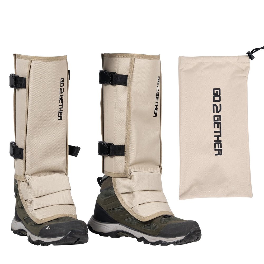 G2 GO2GETHER Snake Gaiter, Durable Snake Guard Gaiters for Hunting, Waterproof Snake Legging Chap for Men and Women,Snake Bite Protection Gaiter for Lower Leg with Adjustable Size(Khaki, M)