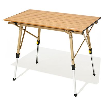 CIRONI 2-6 Person Camping Table, Adjustable Height, Track-Type Lightweight Picnic Table Portable Outdoor Folding Table for Hiking, Backpacking, and Fishing(Woodgrain,Style 1)