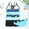 Hedmy Kids Girls 3 Pieces Tankini Swimsuit Sleeveless Floral Printed Tops with Shorts Bottoms Set Bathing Suit Type C 12 Years view 4