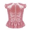 ACSUSS Kids Girls Shiny Metallic Camis Top Gymnastics Ballet Dance Camisole Leotard Tank Tops Vest Dancewear Pink 12 Years view 2