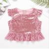 ACSUSS Kids Girls Shiny Metallic Camis Top Gymnastics Ballet Dance Camisole Leotard Tank Tops Vest Dancewear Pink 12 Years view 3