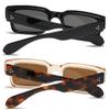 JOVAKIT Black Square Sunglasses for Women Men Simple Trendy Rectangle Thick Frame Style Sun Glasses UV400 Protection (Black/Grey+Transparent Brown/Brown) view 3