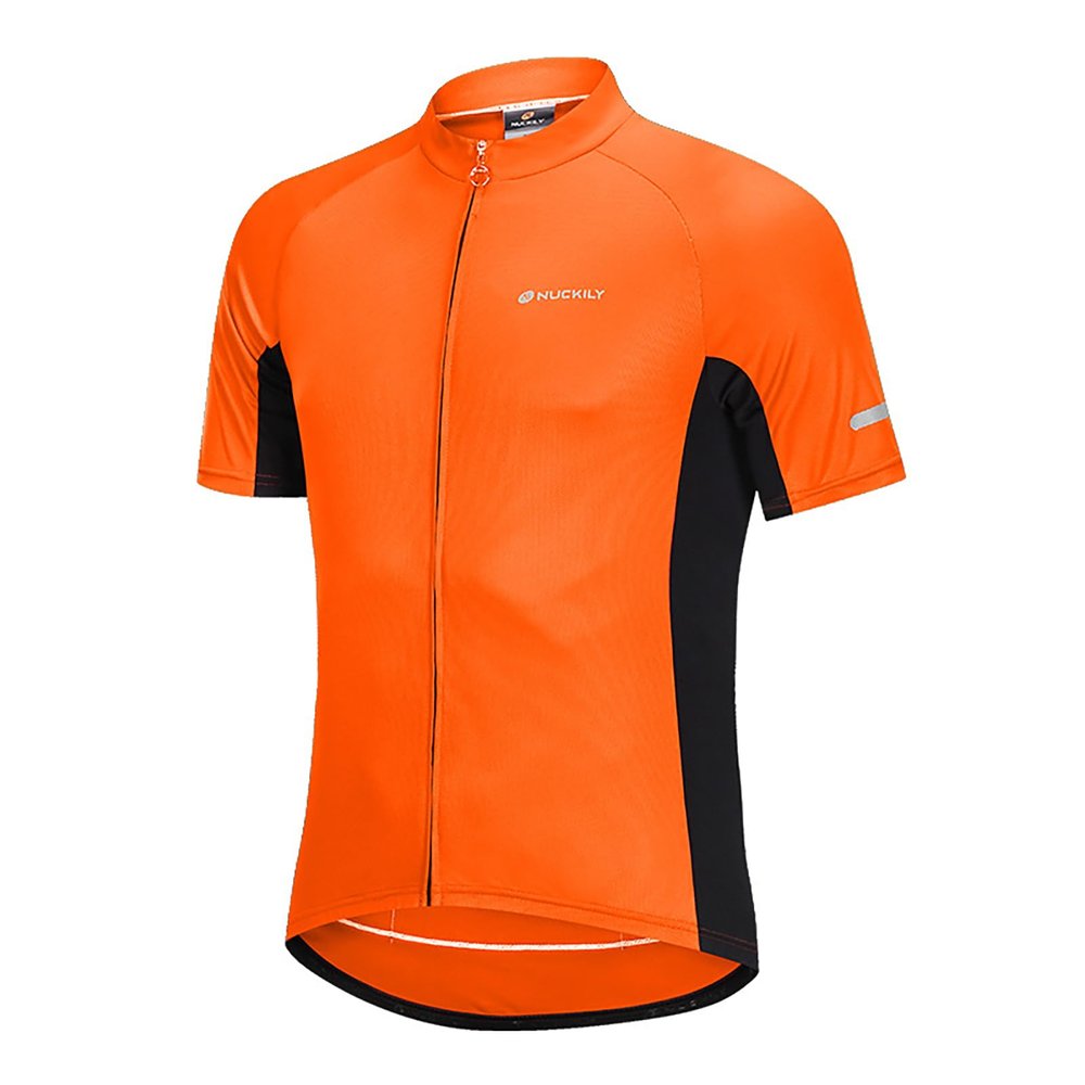 sandbank Men's Basic Cycling Jerseys Short Sleeves Mountain Bike Bicycle Quick Dry Biking Shirt for Men with Back Pockets Orange
