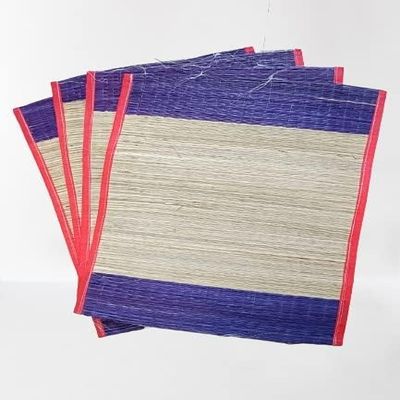 Asan Assan Kusha Grass Chatai Sitting Mat Organic Korai Pai 18'' X 18'' Multicolor 4 Pieces