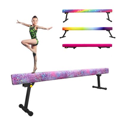 Sealoha 8ft Ultrasimple Adjustable&Foldable Balance Beam,High-Low Floor Beam Suede Gymnastics Equipment, Gymnastics Beam for Training&Professional HomeTraining (Gym Beam, Colorful, 8ft)