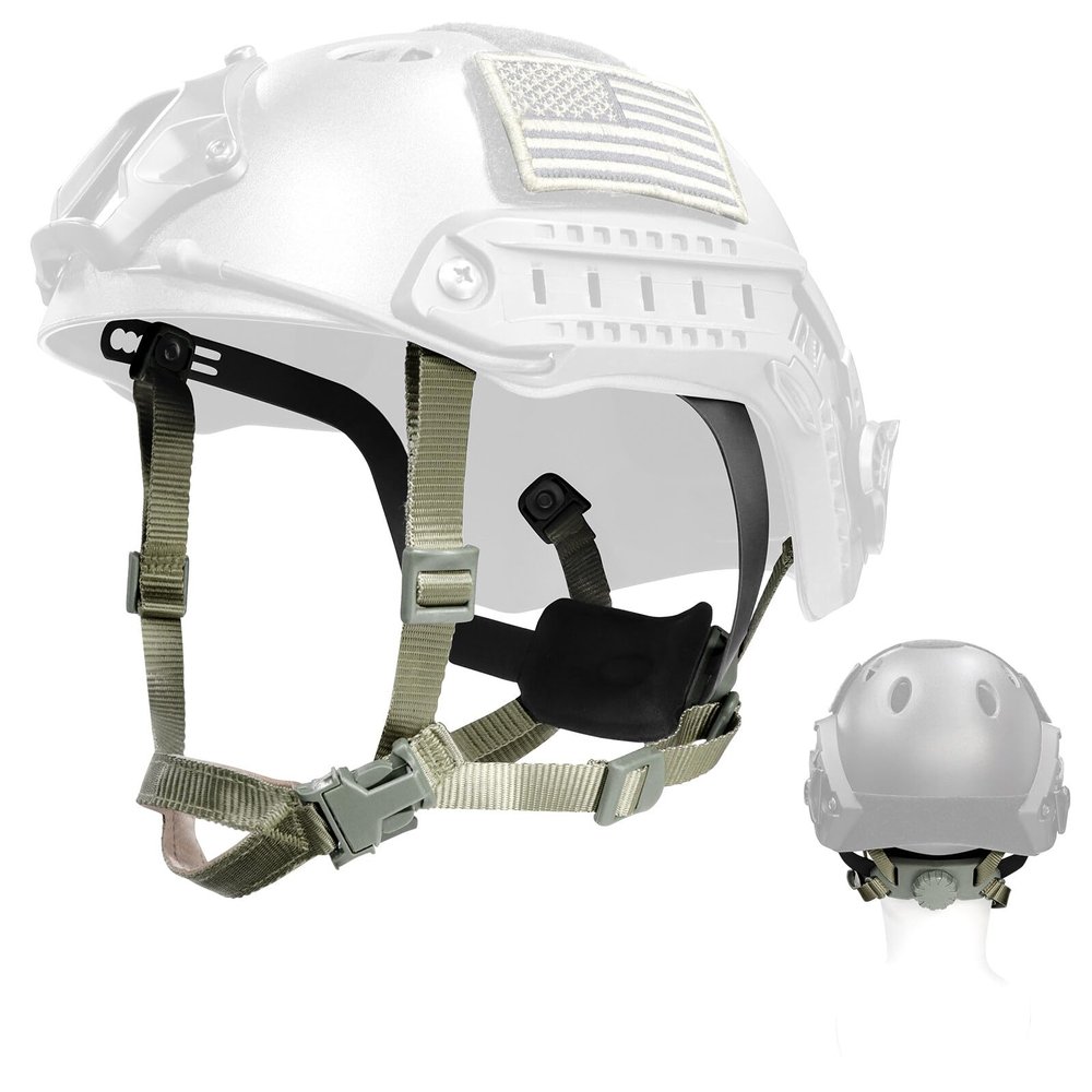 Yzpacc Tactical High Cut Helmet Chin Strap Adjustable Dial 4 Points Suspension System with Bolts and Screws for Tactical High Cut HL-31/HL-32 Fast MICH Bump Helmet Accessory