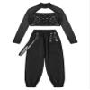 Linjinx Kids Girls Hip Hop Dance Clothes 2PCS Sequin Long Sleeve Crop Top Cargo Pants Sets Active Outfits Tracksuit Black 8 Years view 3