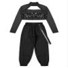 Linjinx Kids Girls Hip Hop Dance Clothes 2PCS Sequin Long Sleeve Crop Top Cargo Pants Sets Active Outfits Tracksuit Black 8 Years view 4