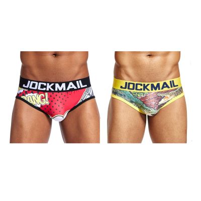 JOCJMAIL 2PCS/Pack Mens Briefs Mens Comfortable Underwear Playful Printed Men Briefs Mens Briefs Underwear Pack (as1, alpha, m, regular, regular, 325+336)