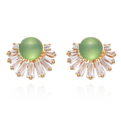 LIGHT RAIN Clip-On Earrings Stud for Non-Pierced Ears, Forest Sparkling Design Jewelry, Comfortable All-Day Wear