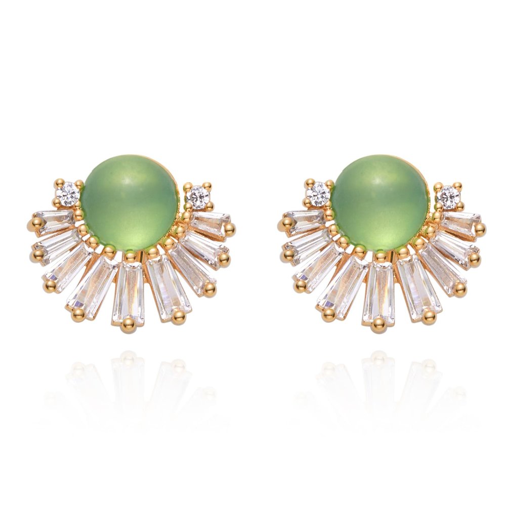LIGHT RAIN Clip-On Earrings Stud for Non-Pierced Ears, Forest Sparkling Design Jewelry, Comfortable All-Day Wear