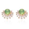 LIGHT RAIN Clip-On Earrings Stud for Non-Pierced Ears, Forest Sparkling Design Jewelry, Comfortable All-Day Wear view 1