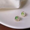 LIGHT RAIN Clip-On Earrings Stud for Non-Pierced Ears, Forest Sparkling Design Jewelry, Comfortable All-Day Wear view 3