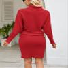chouyatou Womens Fall Bodycon Midi Sweater Dress Sexy Elegant Pullover Turtleneck Sweater Dress (Small, Red) view 2